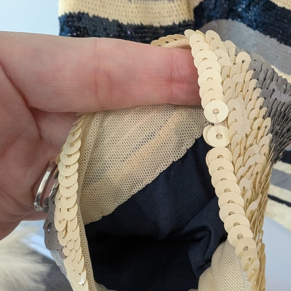 Tory Burch Black and Cream Sequin Blouse - Picture 5 of 11